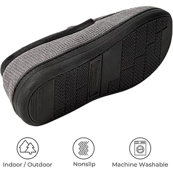 New HomeTop Mens Size 11 Gray Soft Slide On Memory Foam Moccasin Slipper Shoes - Picture 4 of 6